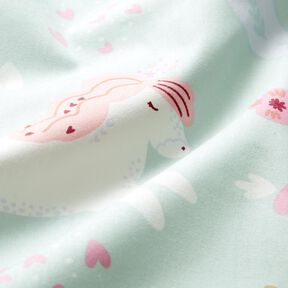 Popeline licorne – bleu bébé/rose clair, 