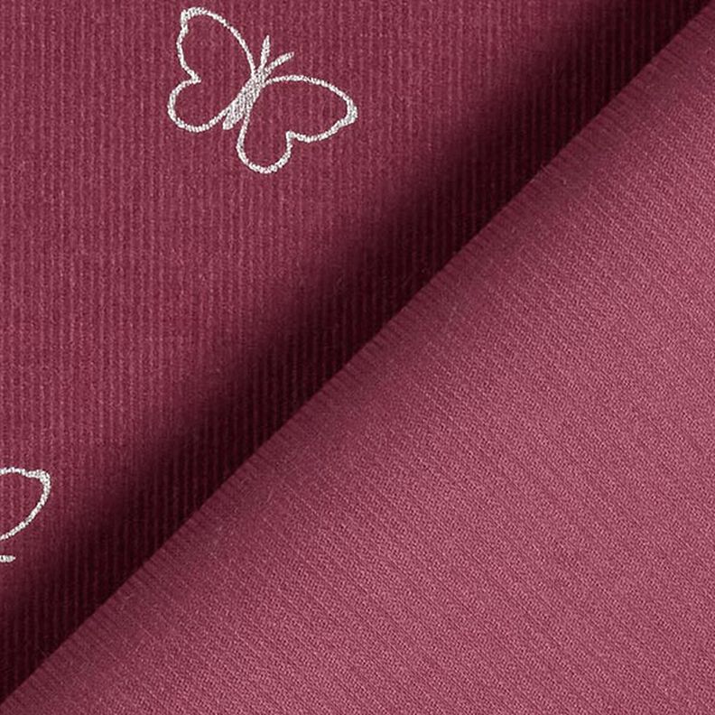 Velours milleraies Papillons scintillants – rouge bordeaux,  image number 4