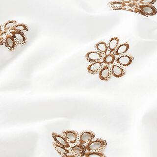 Mélange coton broderie à paillettes fleurs – blanc/or ancien, 