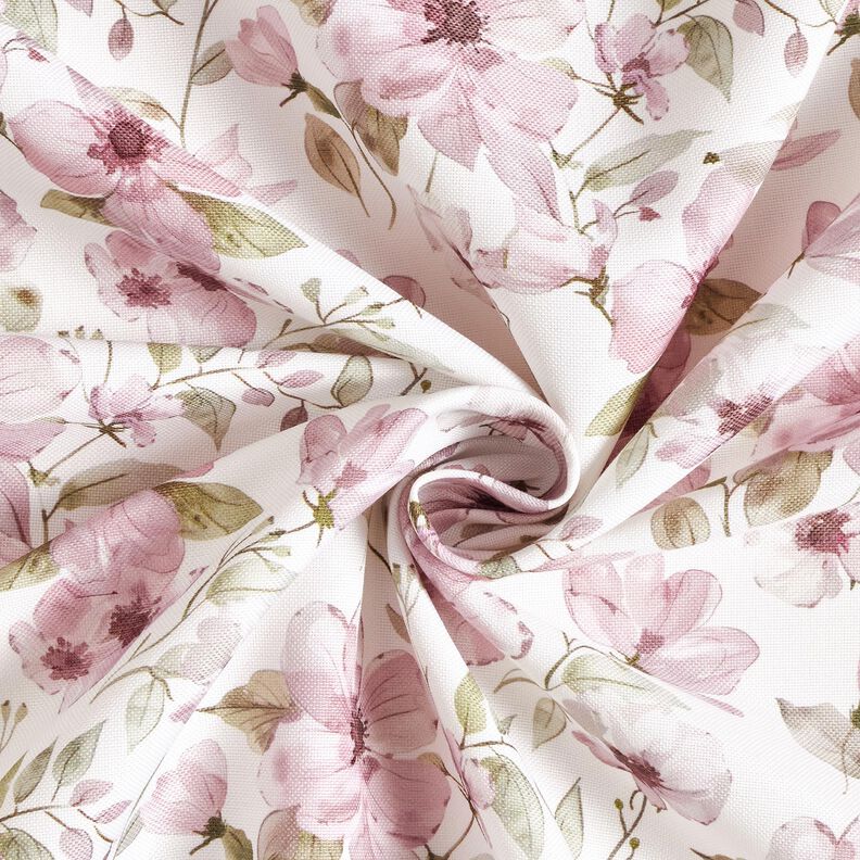 Tissu pour nappe Fleurs à l'aquarelle – ivoire/vieux rose clair, image number 4