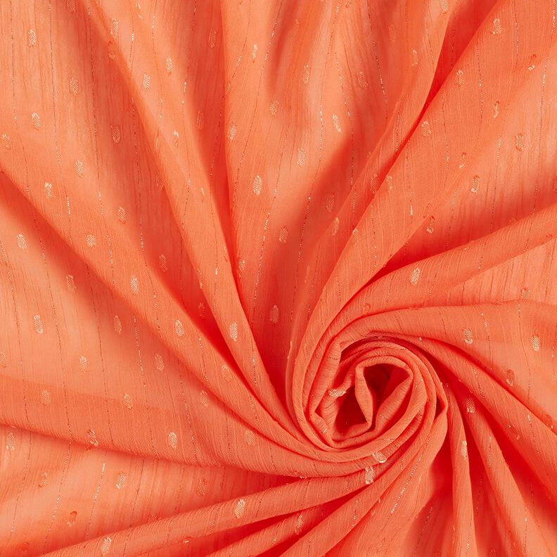 Mousseline Dobby métallisée à fines rayures – orange pêche/argent métallisé, image number 3