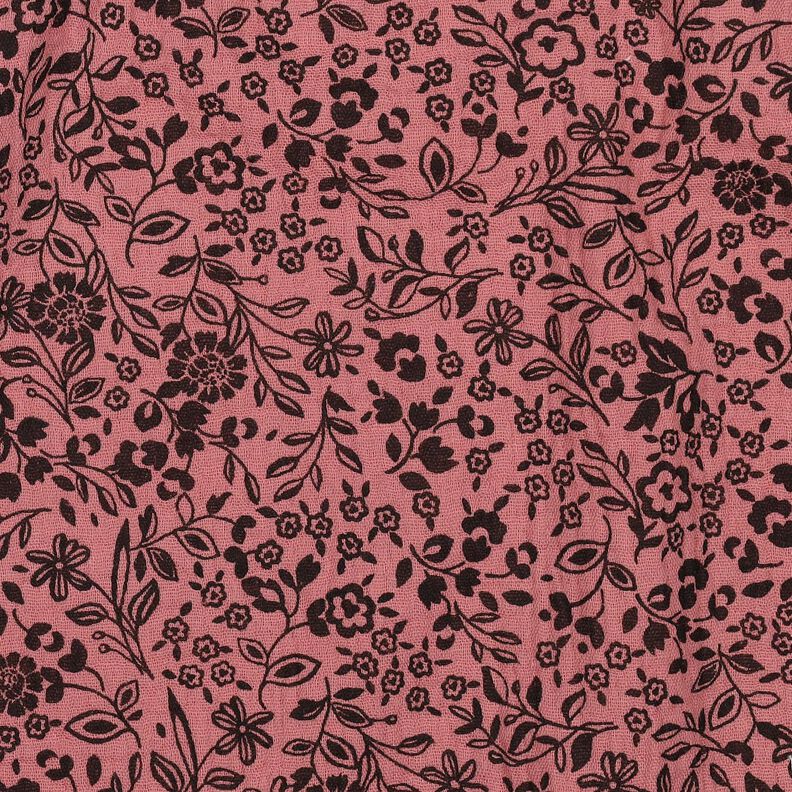 Tissu double gaze de coton Fleurs bicolores  | Poppy Fabrics – vieux rose foncé/noir,  image number 2