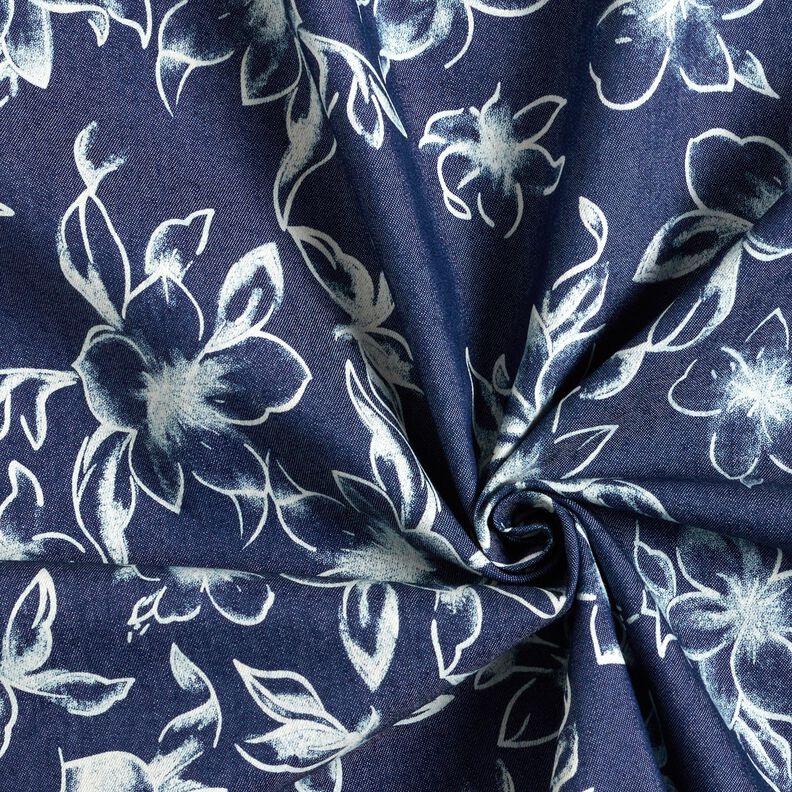 Chambray Fleurs d'été – bleu marine/écru,  image number 3