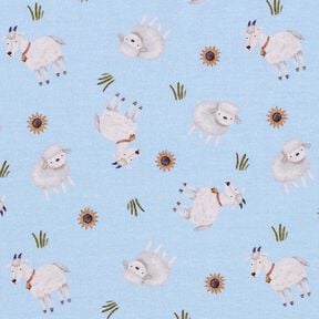 Jersey coton Moutons et chèvres Impression numérique – bleu clair, 