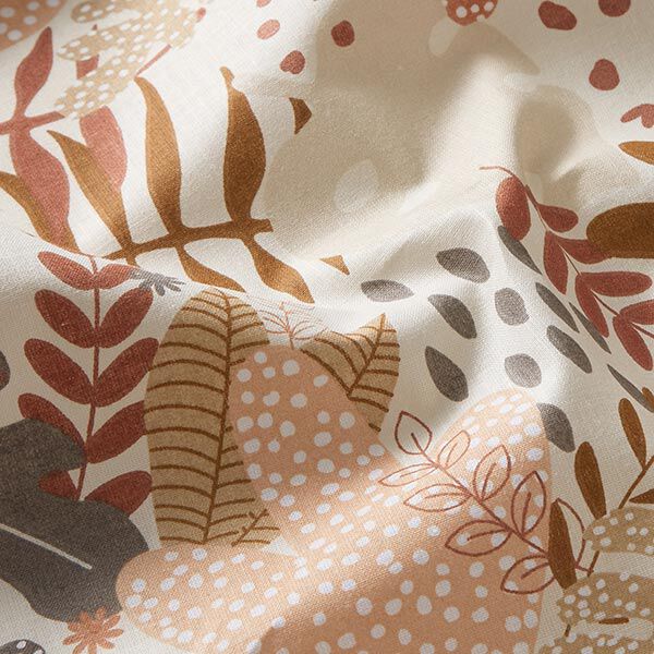 Tissu en coton Cretonne plantes de la jungle abstraites – terre cuite/abricot,  image number 2