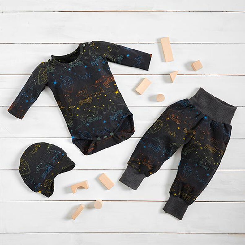 Jersey coton Tissu sous licence Emblèmes constellations Harry Potter | Warner Bros. – noir,  image number 8