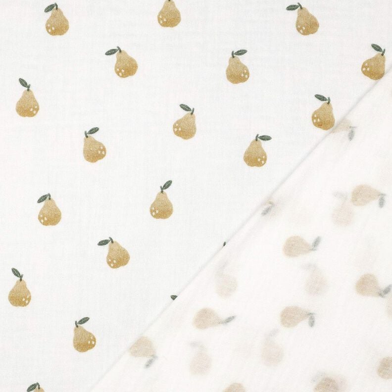 Tissu double gaze de coton Poire Impression numérique | Poppy Fabrics – blanc/jaune olive, image number 4