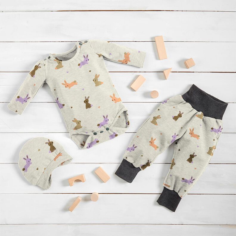 Jersey coton Lapins et petits cœurs | Poppy Fabrics – écru, image number 6