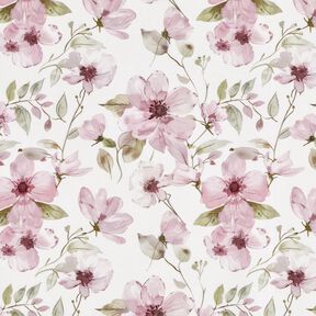 Tissu pour nappe Fleurs à l'aquarelle – ivoire/vieux rose clair, 
