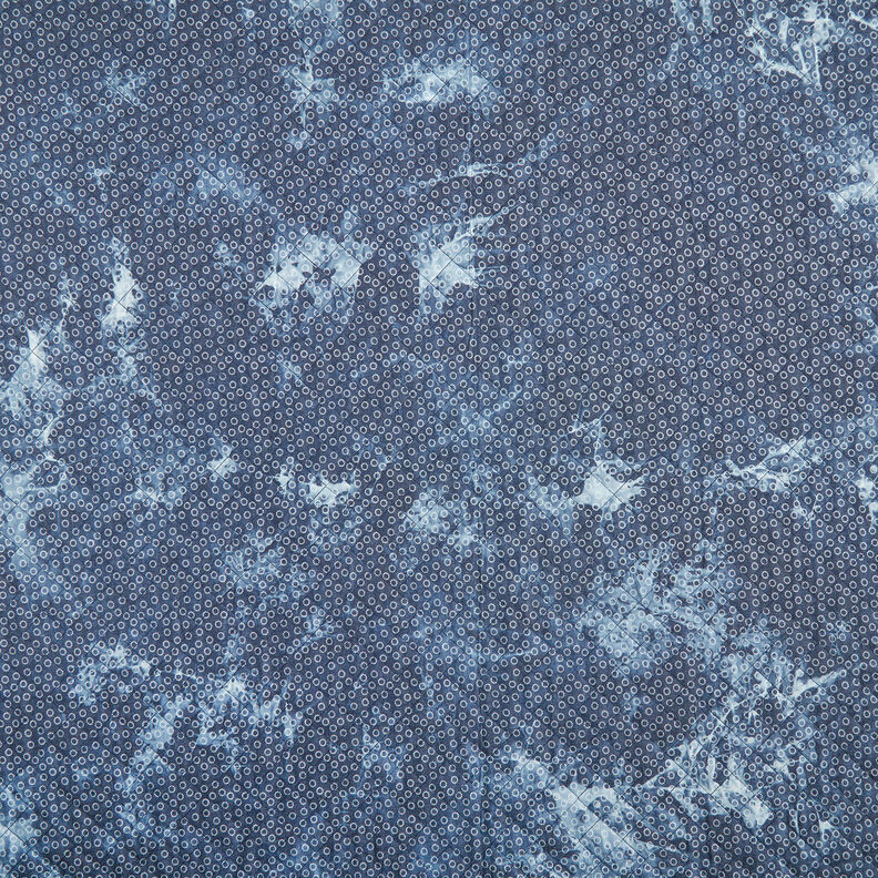 Tissu chambray matelassé Fleur en batik – bleu jean,  image number 1