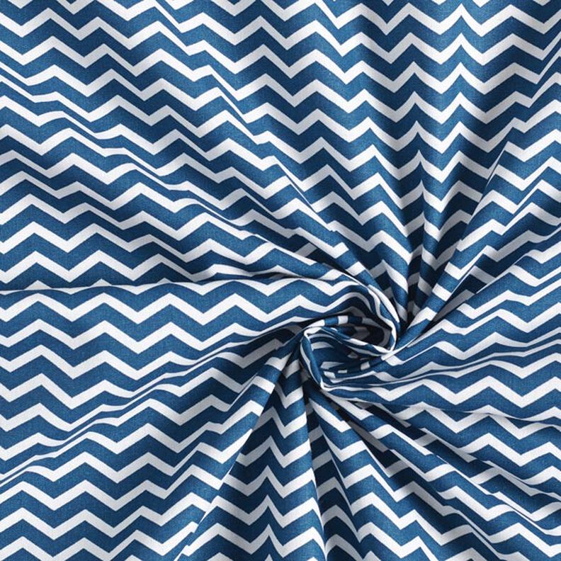 Tissu en coton Cretonne Zigzag – bleu marine/blanc,  image number 4