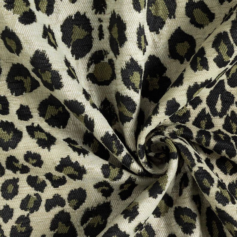 Tissu de revêtement Jacquard Léopard – taupe/kaki, image number 3