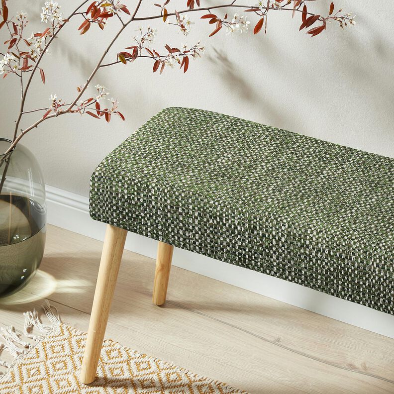 Tissu de revêtement tissu aspect bouclé coloré – pin foncé/crème, image number 5