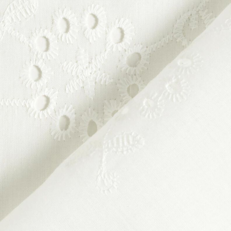 Dentelle brodée Grandes vrilles de fleurs – blanc,  image number 4