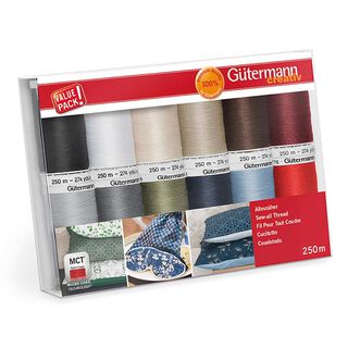 Kit fils à tout coudre [ 250m | 12 Pièces ] | Gütermann creativ – mélange de couleurs, 