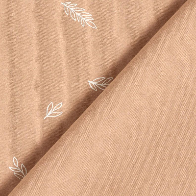 Jersey coton feuilles – marron clair, image number 4