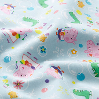 Popeline coton Tissu sous licence Peppa et George font des bulles | ABC Ltd. – bleu bébé, 