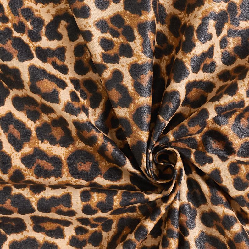 Coton enduit Délicat motif léopard – marron/noir, image number 3