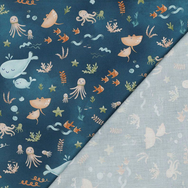 Popeline coton Joyeux animaux marins Impression numérique | Poppy Fabrics – bleu océan, image number 4