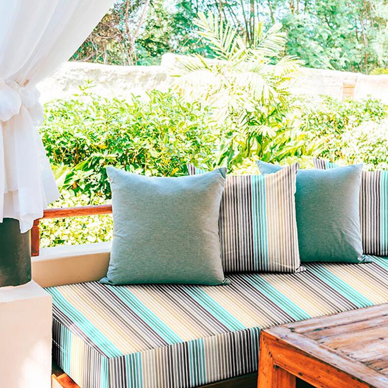 Tissu d’extérieur Canvas Dégradé de rayures – turquoise/gris,  image number 10