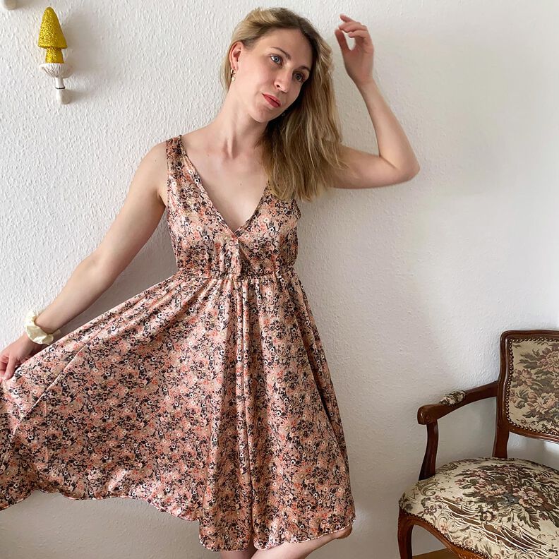 Satin Jolies fleurs – vieux rose clair,  image number 5