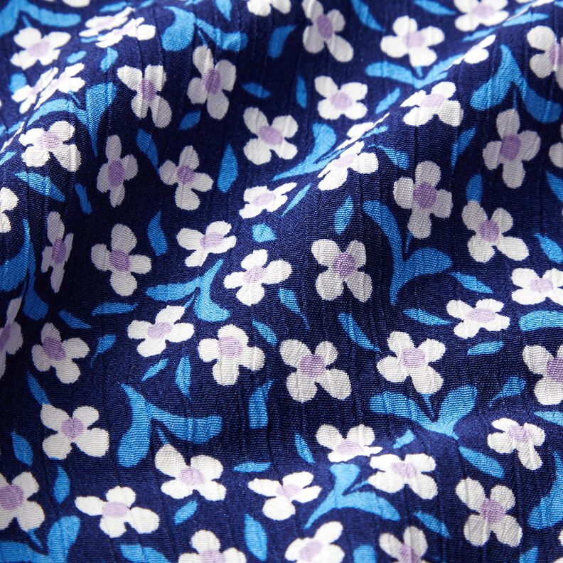 Crêpe de viscose Petites fleurs – bleu marine/blanc,  image number 5