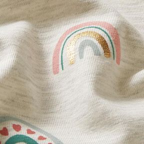 Jersey coton Arcs-en-ciel Imprimé feuille – nature/gris clair, 