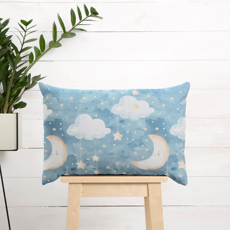 Tissu de décoration Sergé coton Mond und Sterne Impression numérique – bleu clair,  image number 7