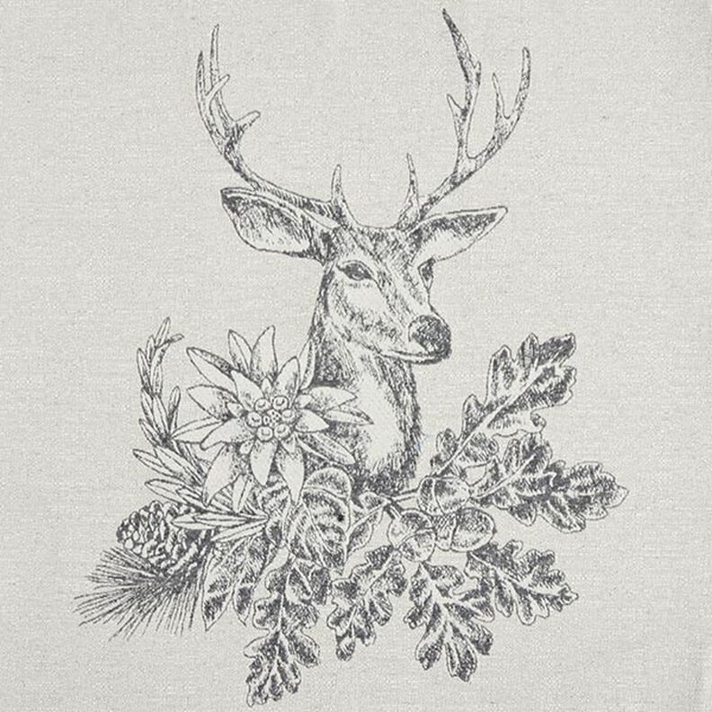 panneau décoratif Gobelin Cerf et edelweiss – gris,  image number 1