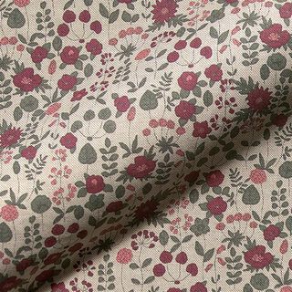 Tissu déco semi-panama Pré fleuri – nature/baies, 