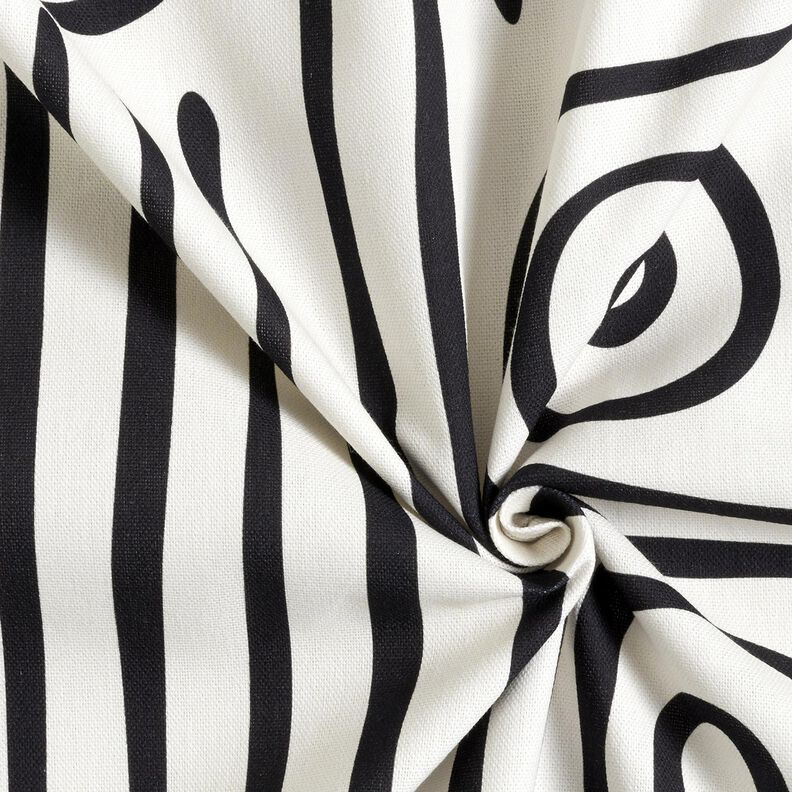 Tissu de décoration Semi-panama motif rayé abstrait – noir/ivoire,  image number 3
