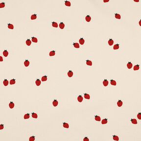 GOTS Jersey coton Fraises | Poppy Fabrics – beige clair/carmin, 