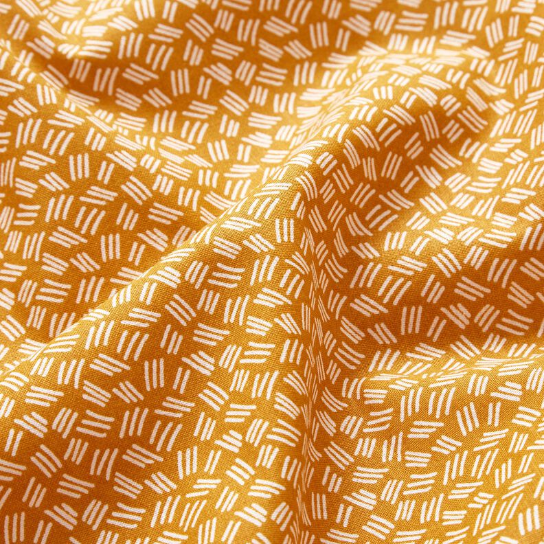 Tissu en coton Cretonne petits traits – jaune curry,  image number 2