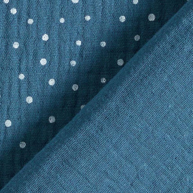 Tissu double gaze de coton Petits points – bleu jean/blanc,  image number 4