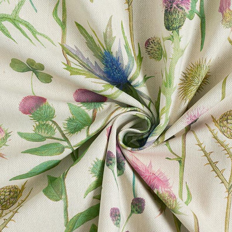 Tissu de décoration Semi-panama Chardons – pin/nature, image number 3