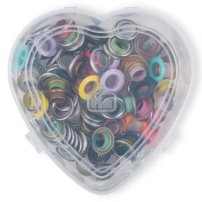 Œillets avec disques, boîte en forme de cœur [8 mm] | Prym – rouge, 