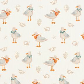 Jersey coton Mouette, étoile de mer, nœud Impression numérique – écru, 