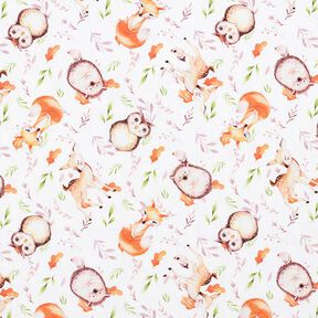 Tissu en coton Percale animaux de la forêt – blanc/marron clair, 