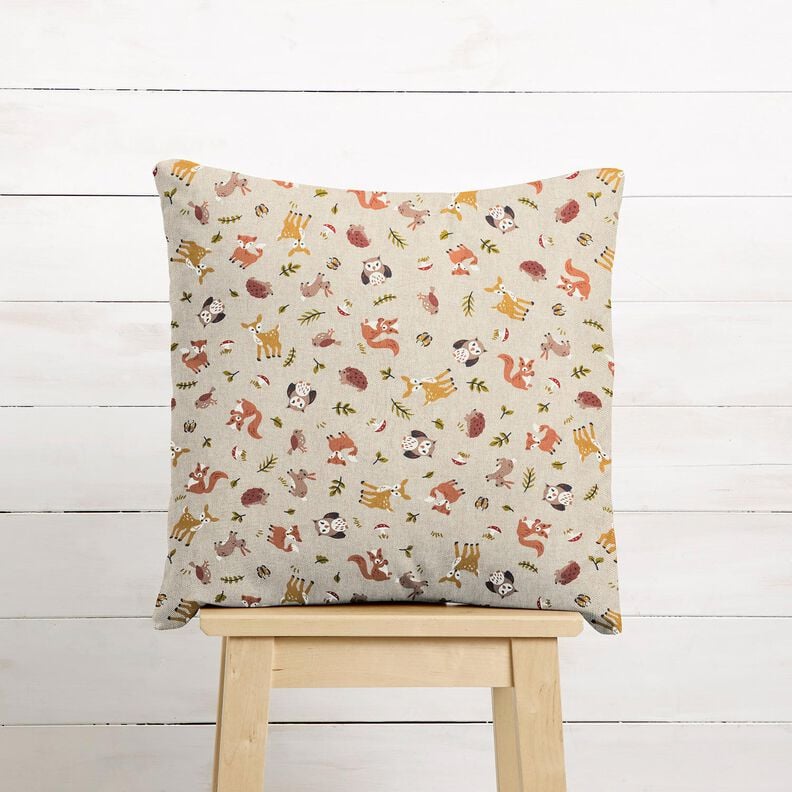 Tissu de décoration Semi-panama Animaux de la forêt sympathiques – nature/marron,  image number 6