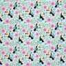 Jersey coton Toucans dans la jungle fleurie – bleu bébé/orange,  thumbnail number 1