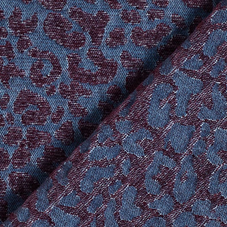 Tissu pour pantalon aspect denim à imprimé léopard – aubergine/bleu jean, image number 4