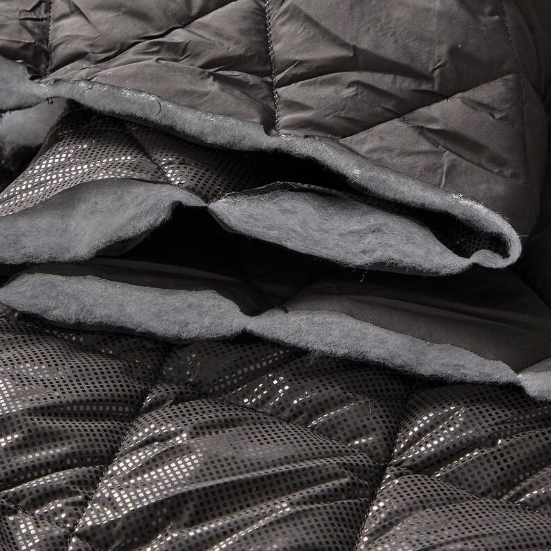 Tissu matelassé Losanges légèrement brillants – noir,  image number 6