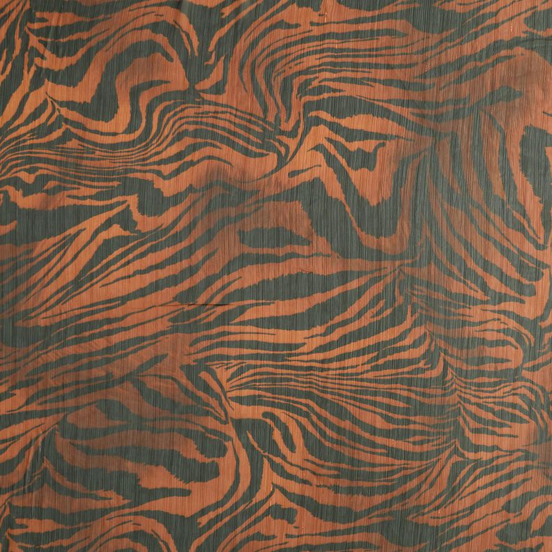 Mousseline Fines rayures pailletées et imprimé tigre – noir/cuivre,  image number 1