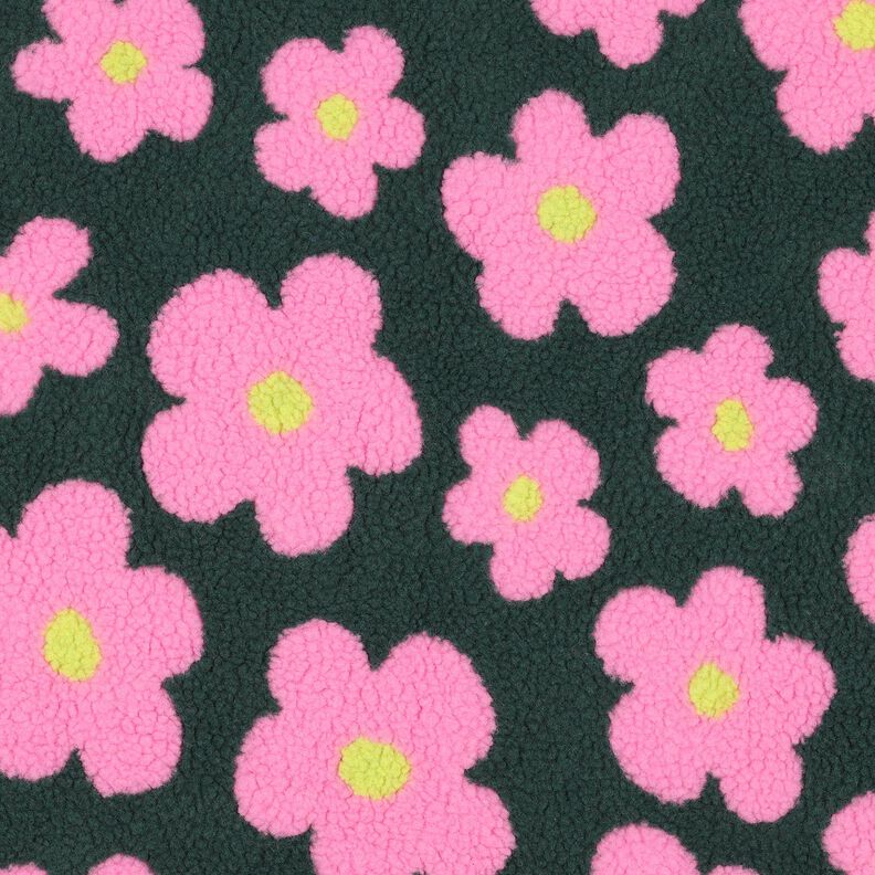 Ourson Fleurs | Poppy Fabrics – vert foncé/rose vif,  image number 1
