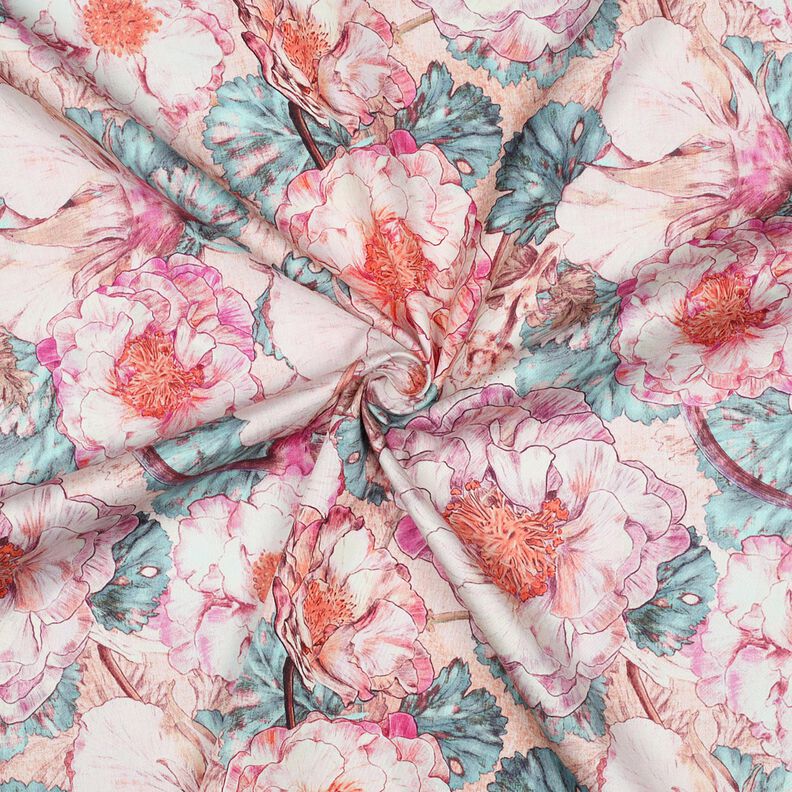 Satin de coton Japanese Anamone | Nerida Hansen – violet pastel/bleu aqua,  image number 3