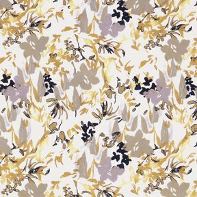 Jersey viscose Scène fleurie – blanc, 
