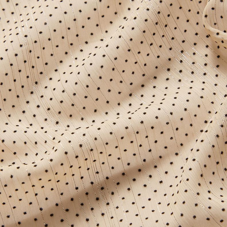 Mousseline Rayures et pois pailletés – beige clair, image number 2