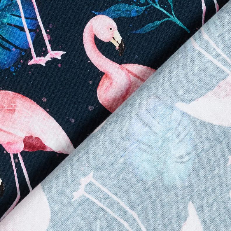 Jersey coton Flamant rose | Glitzerpüppi – bleu nuit/rose clair,  image number 4