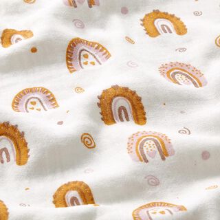 Tissu double gaze de coton Arc-en-ciel – écru/jaune curry, 