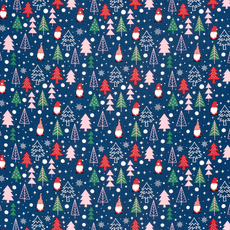 Tissu en coton Popeline Lutins et sapins – bleu,  image number 6